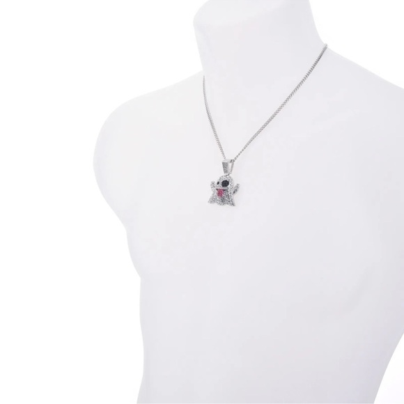 2 COLOR OPTION - Emoji Ghost Pendant with 20” Cuban Chain - Picture 6 of 8